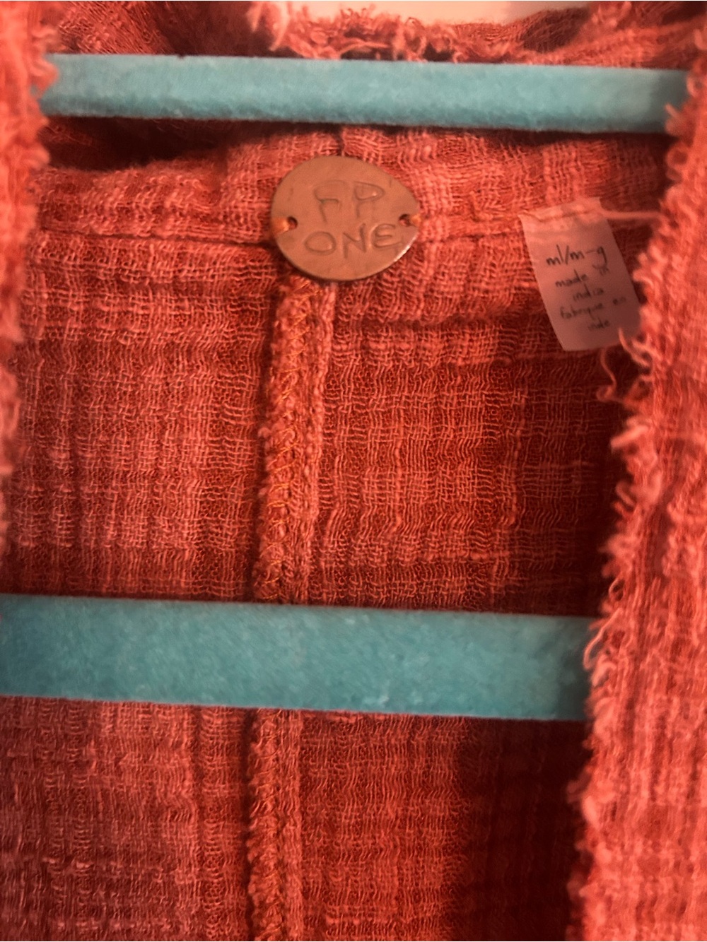 Free People Rust Open-Front Gauze Women's Shirt - Picture 5 of 5